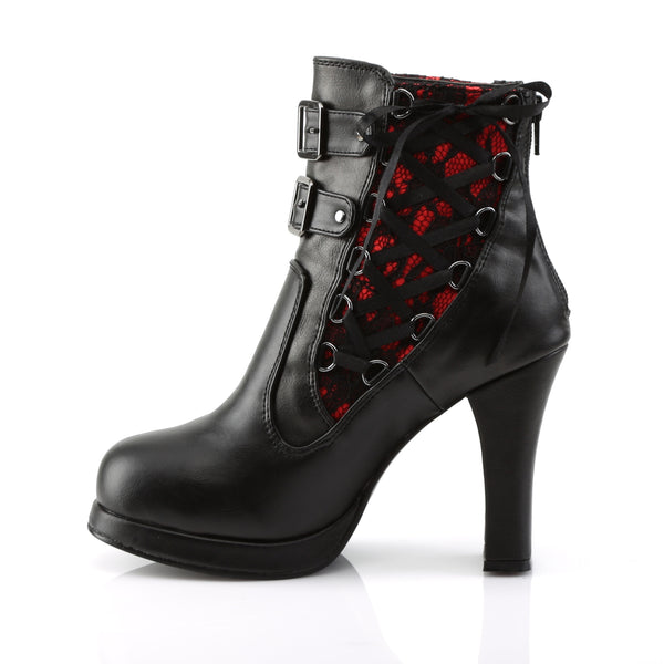 Demonia Crypto-51 Black-Red Lace Vegan Leather