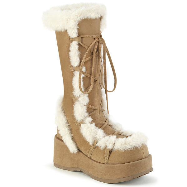 demonia Cubby-311 Camel Vegan Suede