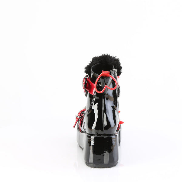 Demonia Cubby-57 Black Patent-Red PVC