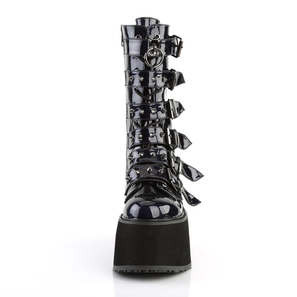 Demonia Damned-225 Black Hologram Vegan Leather