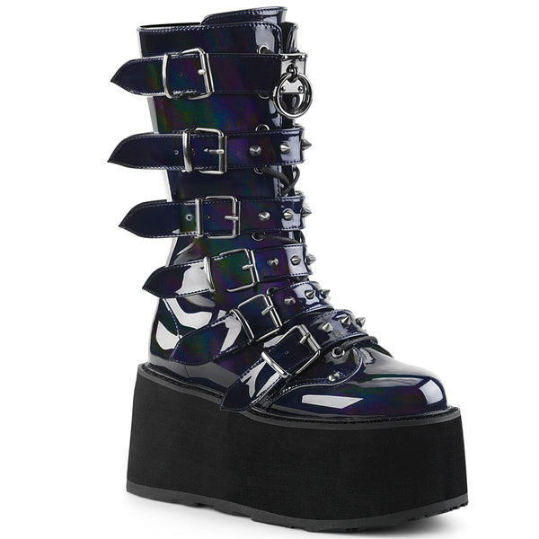 demonia Damned-225 Black Hologram Vegan Leather