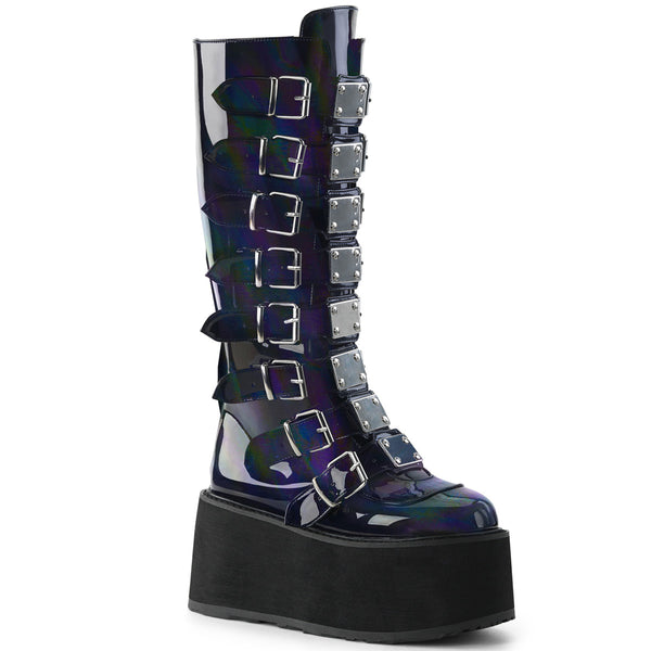 demonia Damned-318 Black Hologram Vegan Leather