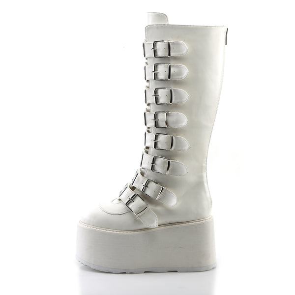 Demonia Damned-318 White Vegan Leather