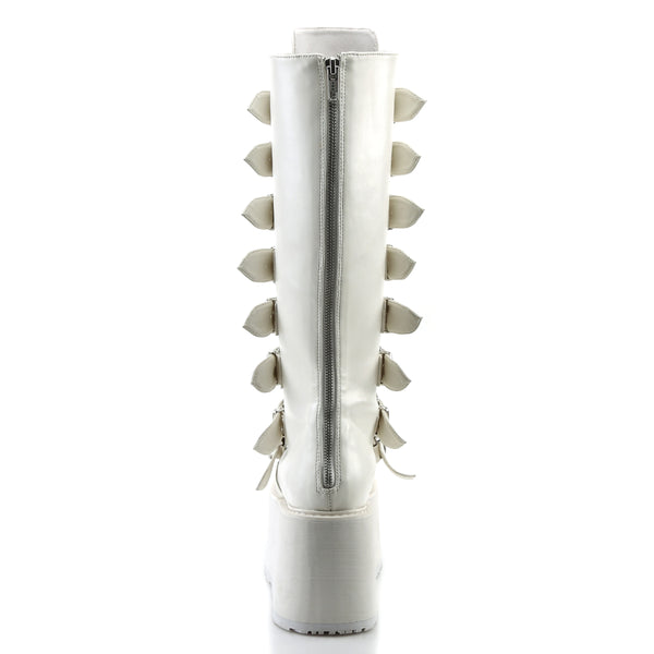 Demonia Damned-318 White Vegan Leather