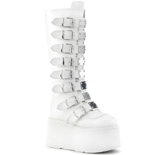 demonia Damned-318 White Vegan Leather