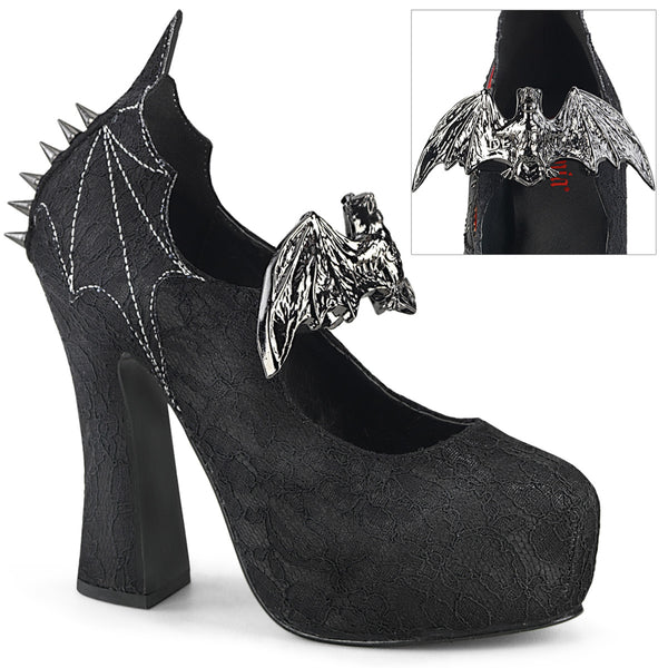 demonia Demon-18 Black Satin-Black Lace
