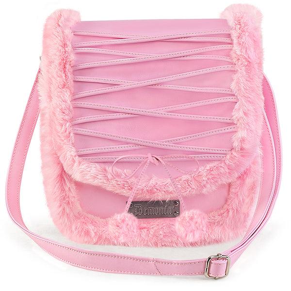 demonia Demonia Faux Fur Crossbody Bag Baby Pink
