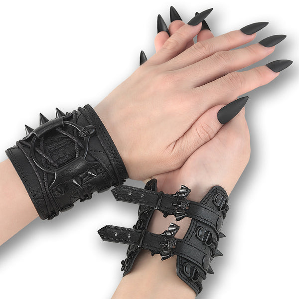 demonia Demonia Spiked Wrist Cuff (Pair) Black
