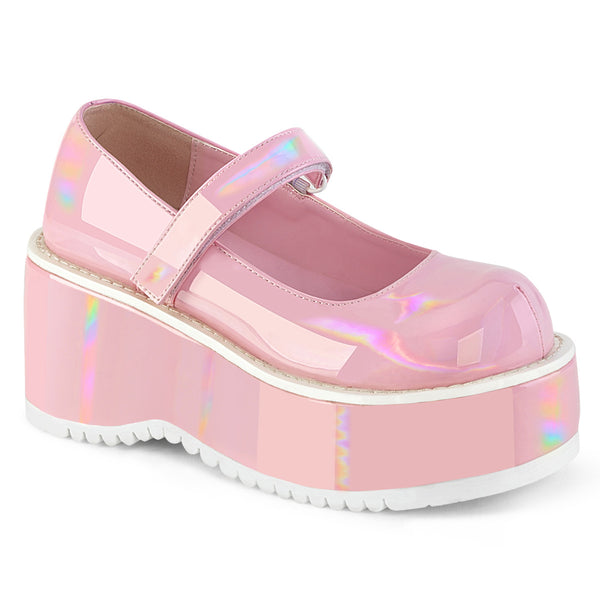 demonia Dollie-01 Baby Pink Holo Patent