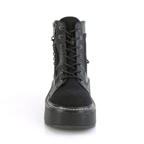 Demonia Emily-114 Black Canvas-Vegan Leather