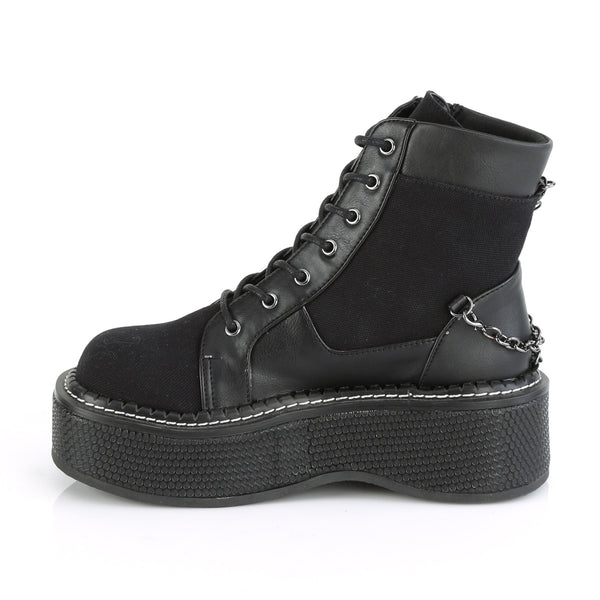 Demonia Emily-114 Black Canvas-Vegan Leather