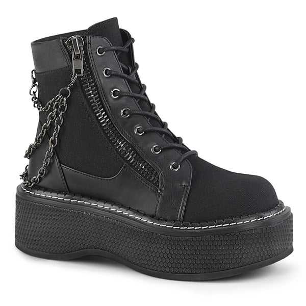 demonia Emily-114 Black Canvas-Vegan Leather