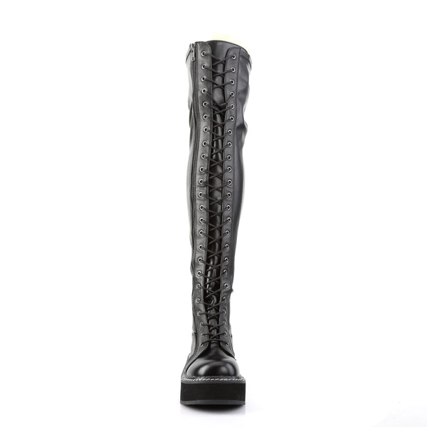 Demonia Emily-375 Black Str Vegan Leather