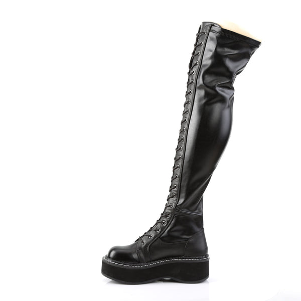 Demonia Emily-375 Black Str Vegan Leather