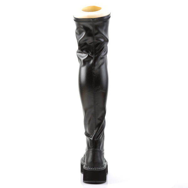 Demonia Emily-375 Black Str Vegan Leather