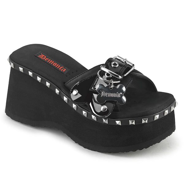 demonia Funn-28 Black Smoke TPU/Vegan Leather