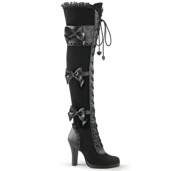 demonia Glam-300 Black Vegan Leather-Velvet