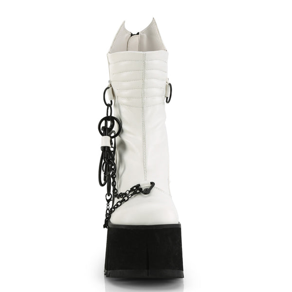Demonia Kera-130 White Vegan Leather
