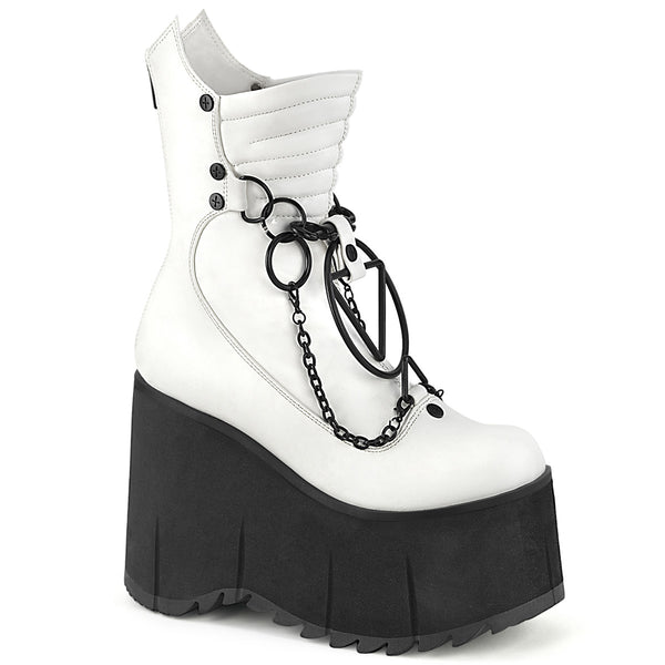 demonia Kera-130 White Vegan Leather