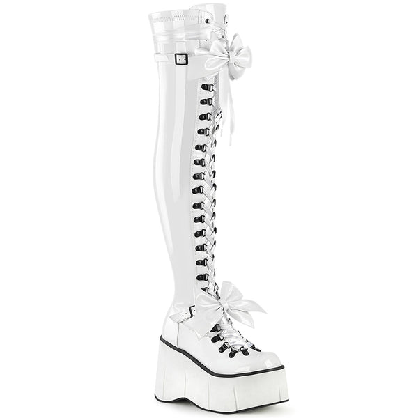 demonia Kera-303 White Stretch Patent