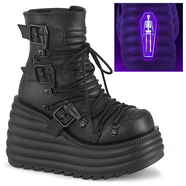 demonia Morte-68 Black Vegan Leather