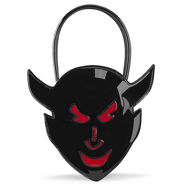 demonia Demonia Patent Devil Head Handbag Black/Red