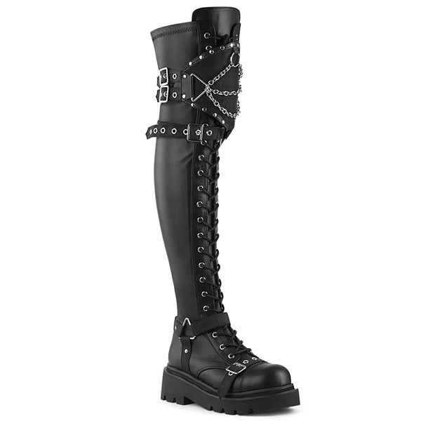 demonia Renegade-320 Black Stretch Vegan Leather
