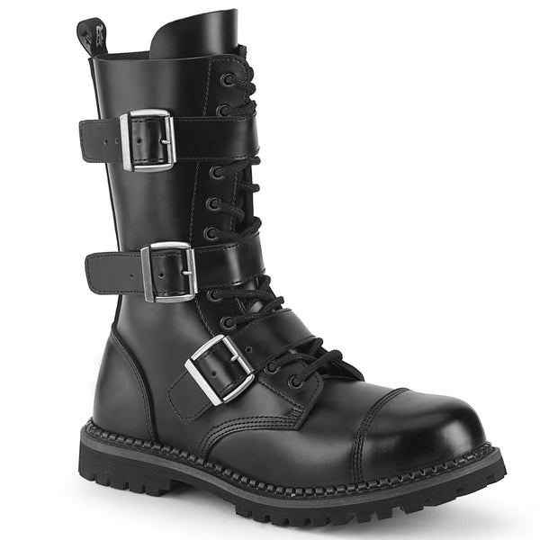 demonia Riot-12BK Black Leather