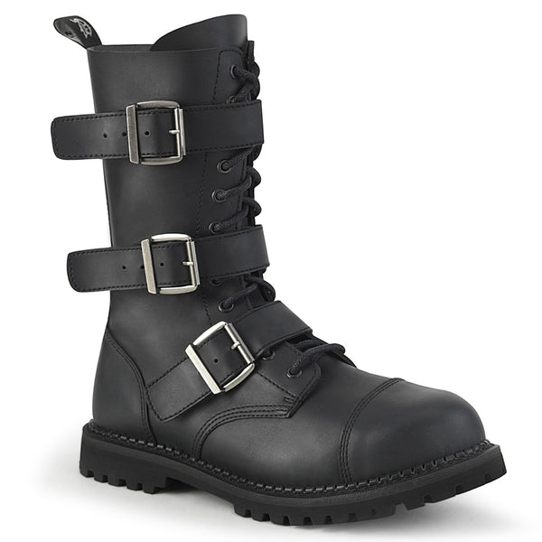 demonia Riot-12BK Black Vegan Leather