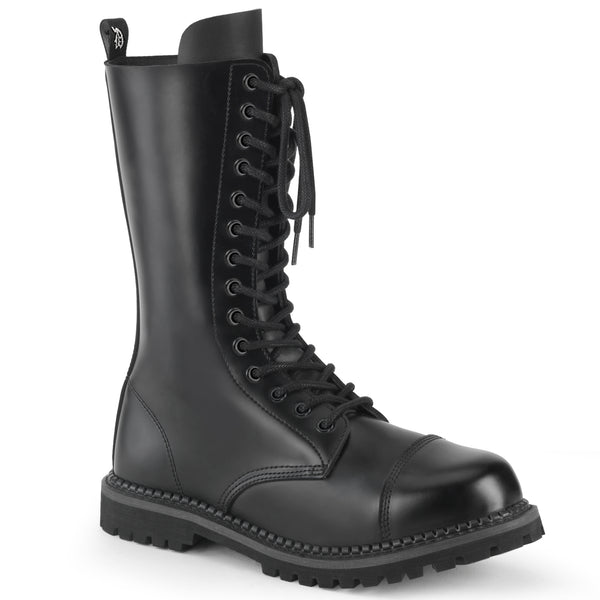 demonia Riot-14 Black Leather
