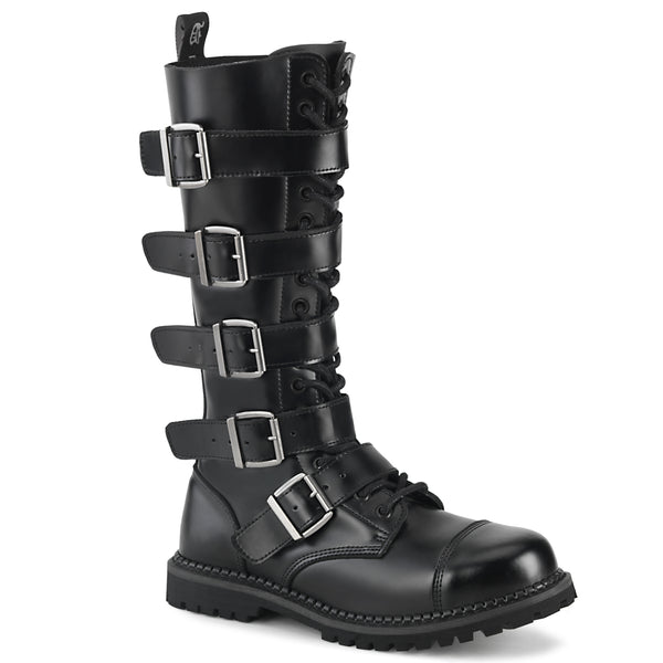 demonia Riot-18BK Black Leather