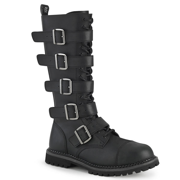 demonia Riot-18BK Black Vegan Leather