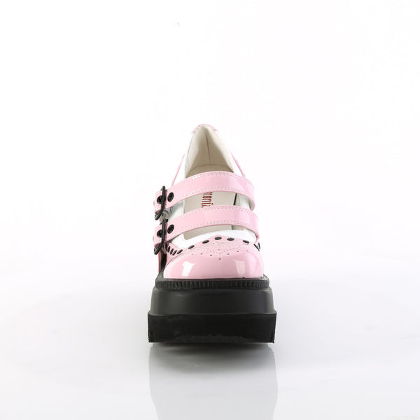 Demonia Shaker-27 Baby Pink-White Patent