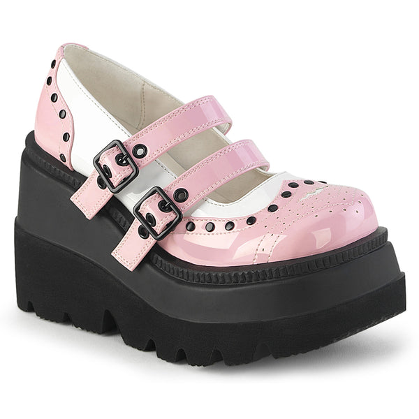 demonia Shaker-27 Baby Pink-White Patent