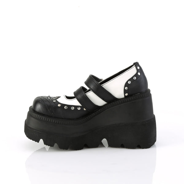 Demonia Shaker-27 Black-White Vegan Leather