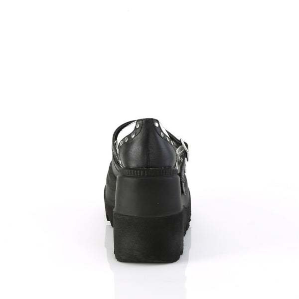 Demonia Shaker-27 Black-White Vegan Leather