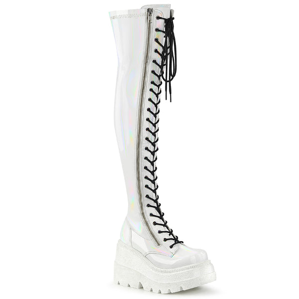 demonia Shaker-374 White Hologram Stretch Patent