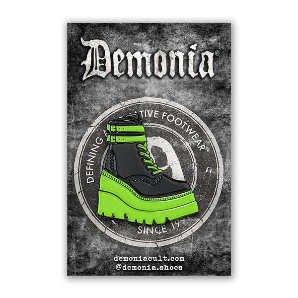 Demonia Shaker-52 Enamel Pin Black/Green
