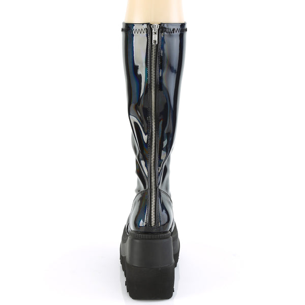 Demonia Shaker-65 Stretch Black Patent Holo