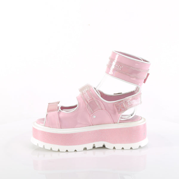 Demonia Slacker-15B Baby Pink Holo Patent