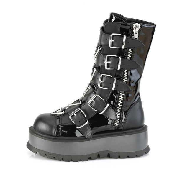 Demonia Slacker-160 Black Patent-Vegan Leather