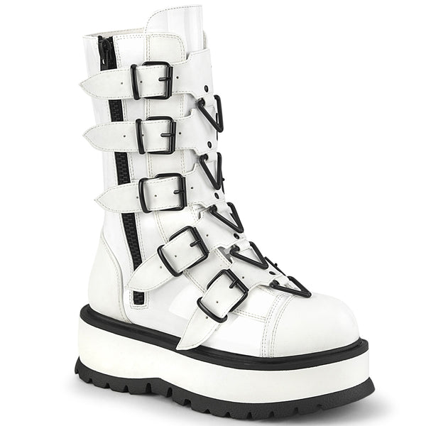 demonia Slacker-160 White Patent
