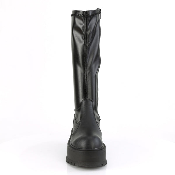 Demonia Slacker-200 Black Stretch Vegan Leather