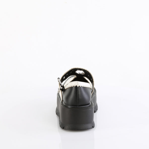 Demonia Slacker-23 Black-White Vegan Leather