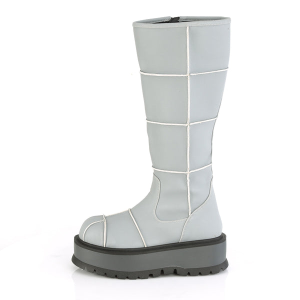Demonia Slacker-230 Gray Reflective Vegan Leather