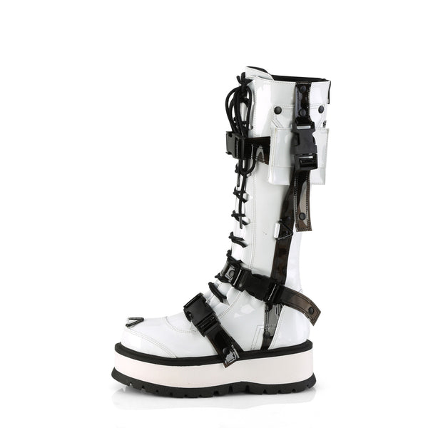 Demonia Slacker-260 White Patent