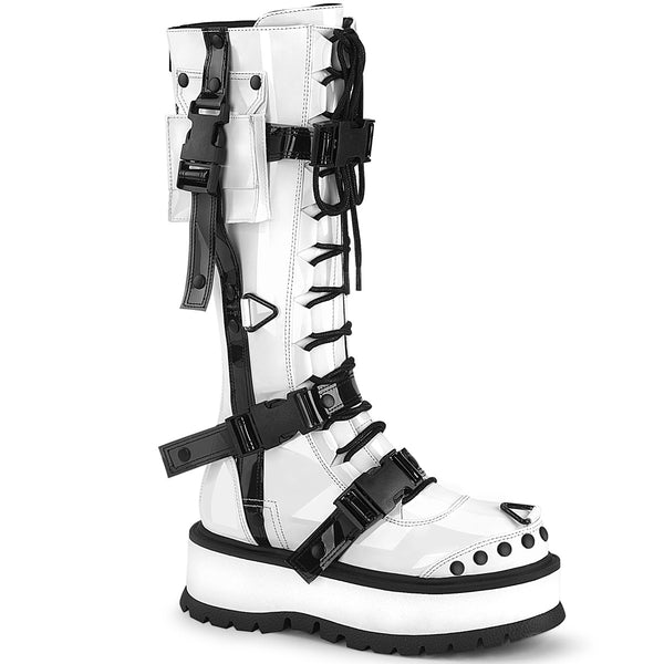 demonia Slacker-260 White Patent