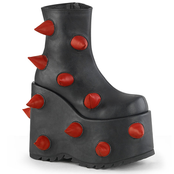 demonia Slay-77 Black-Red Vegan Leather