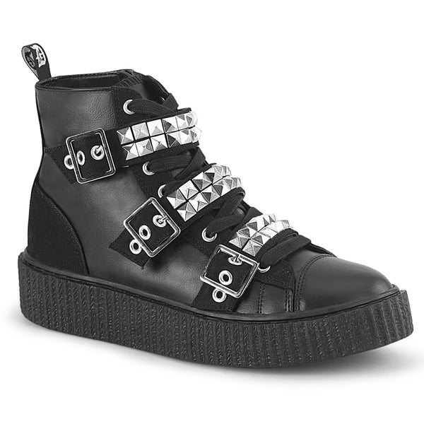 demonia Sneeker-225 Black Canvas-Vegan Leather