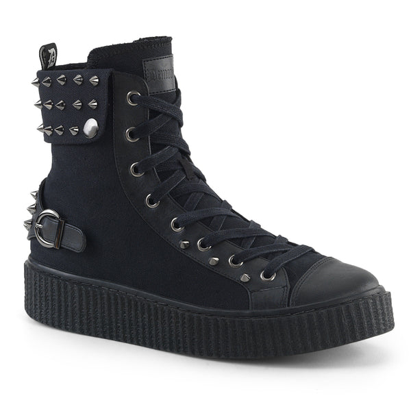 demonia Sneeker-266 Black Canvas-Vegan Leather